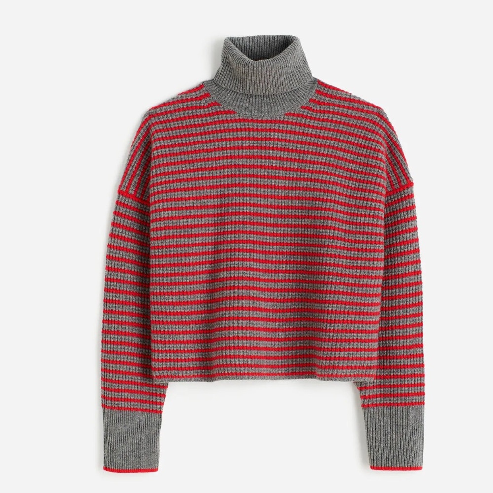 NWT Madewell Wool Waffle-Knit Turtleneck in Stripe
